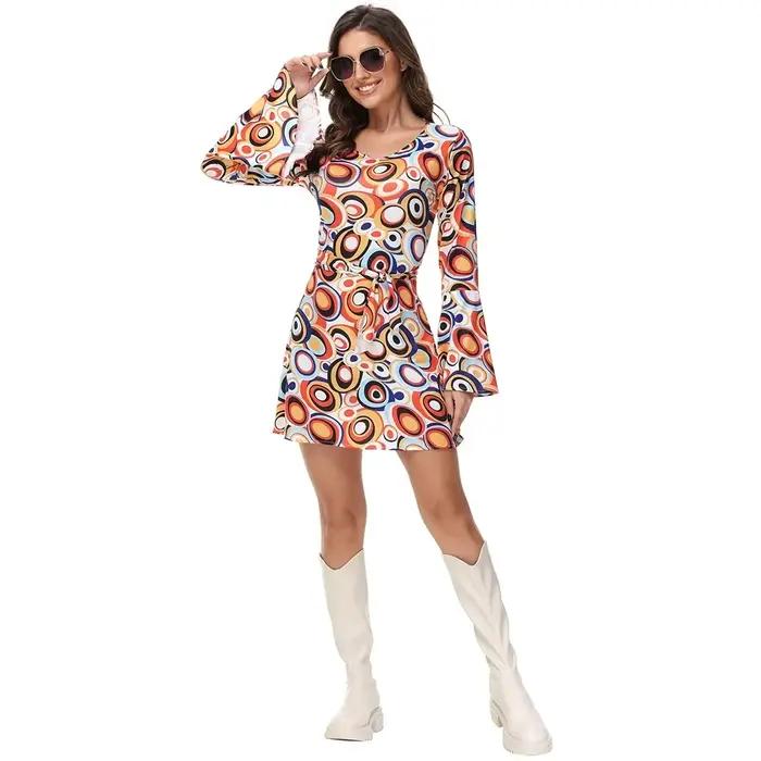 Costumes Hippie Disco pour Couples adultes, fête d'halloween, pour femmes et hommes, années 70 et 80