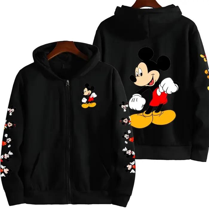 Sweat-shirt à capuche zippé Mickey Mouse pour homme, mode printemps-automne, sweat-shirt oversize po