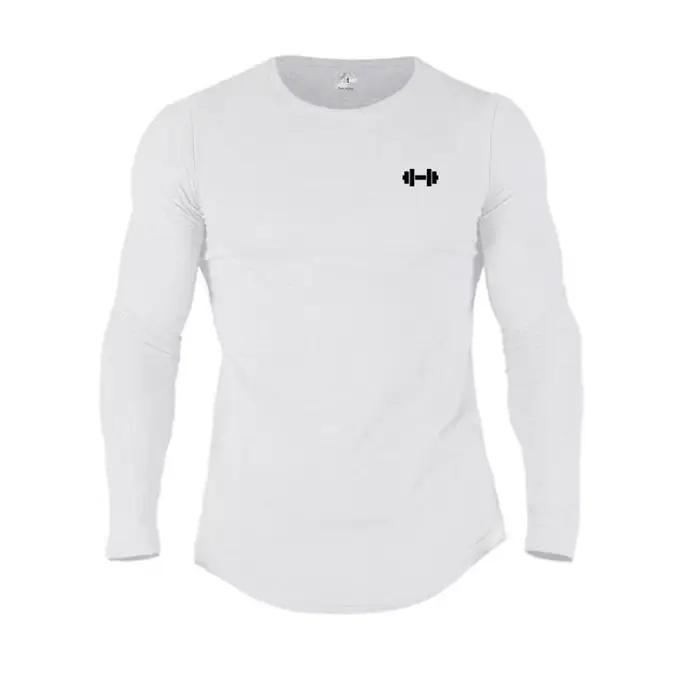 Chemises de sport pour hommes, t-shirts d'entraînement, manches longues, coton respirant, vêtements 