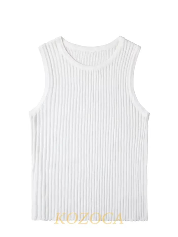 Kozoca-Débardeur Chic en Laine pour Femme, Vêtement de Soirée, Élégant, Rayé, Transparent, Amissié, 