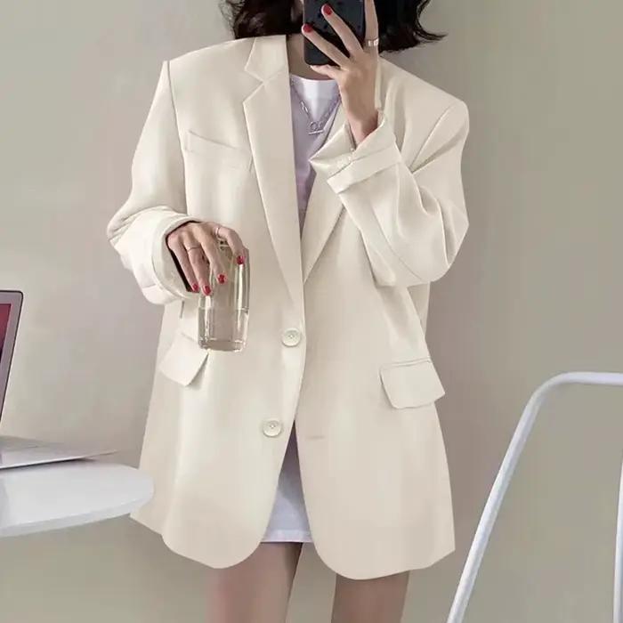 Blazer pour femme, nouvelle collection automne 2026, design chic coréen, veste décontractée à revers