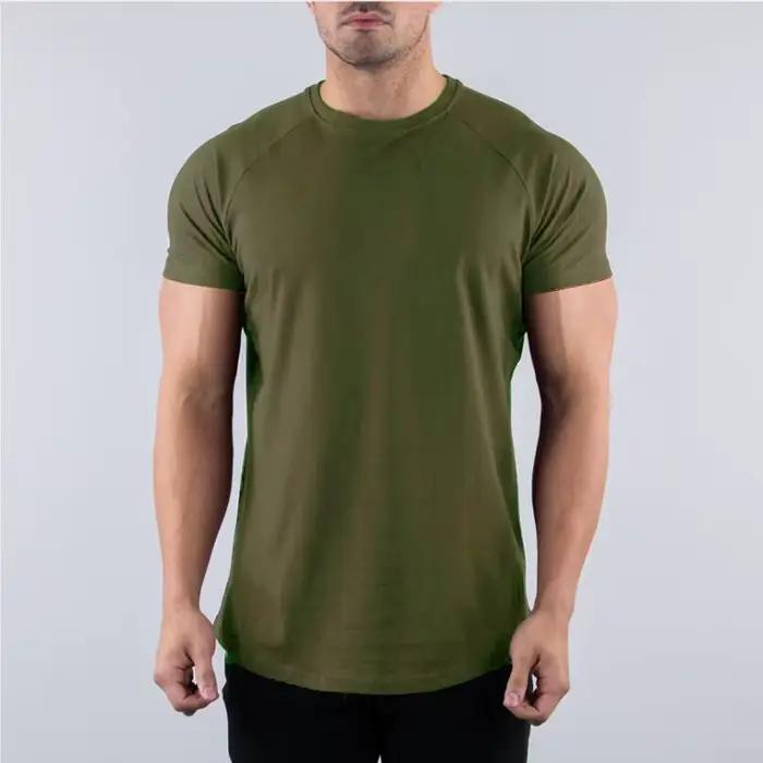 T-shirt de gymnastique en coton pour hommes, vêtements de Fitness d'été, col rond, manches courtes, 