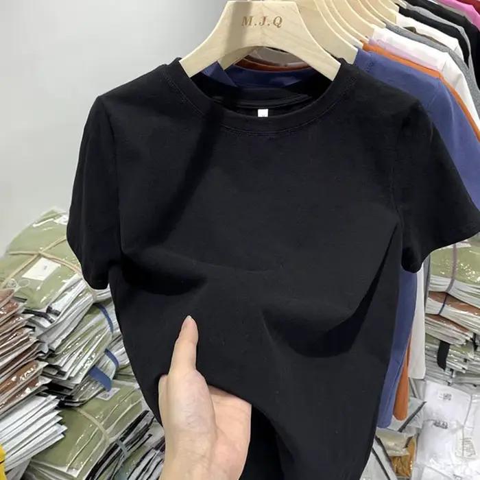 T-Shirt à Manches Courtes en Coton Blanc pour Femme et Fille, Vêtement Sexy, Y2k, Printemps