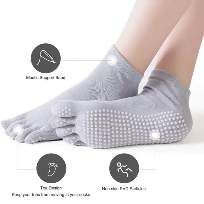 4 paires femmes anti-dérapant Yoga chaussettes doigts Fitness Pilates chaussettes gymnastique cinq o