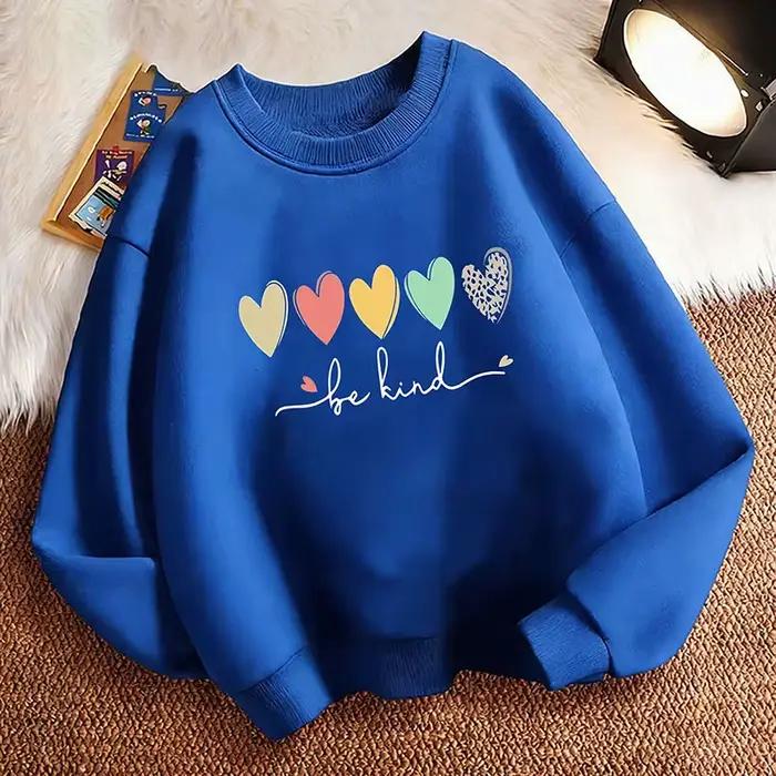 Sweat-shirt à capuche coloré pour enfants, motif cœur, mignon, style Harajuku, pull décontracté pour