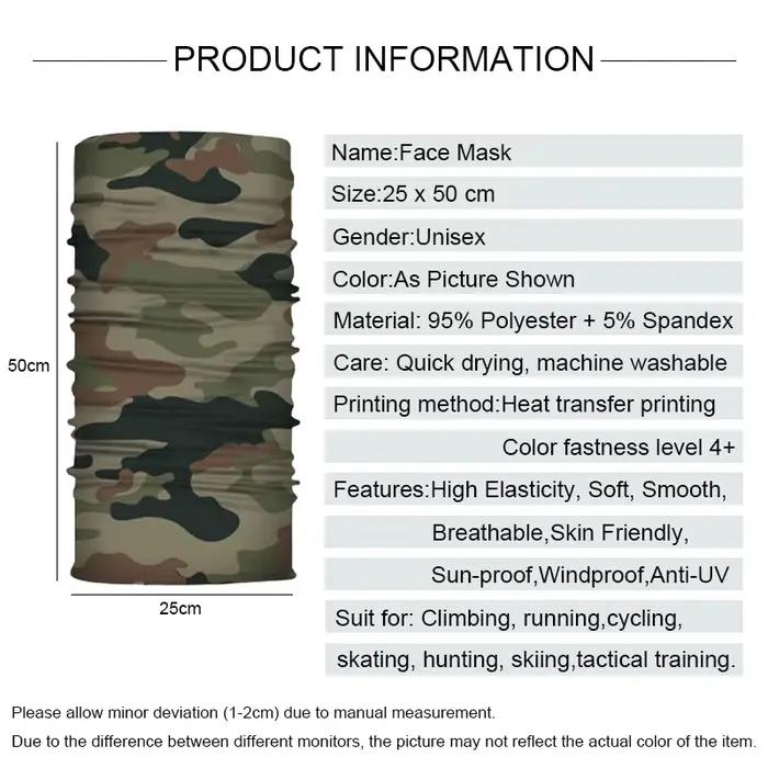 Masque facial de cyclisme de Camouflage, écharpe, guêtre de cou pour hommes, Bandana sans couture, b