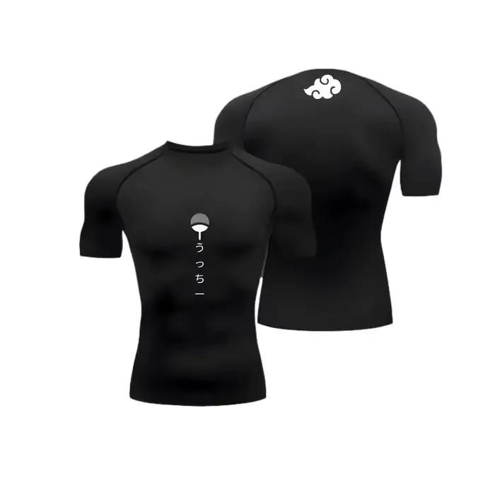 T-shirt de compression pour homme, style anime, haute élasticité, manches courtes, anti-UV, ajusté p