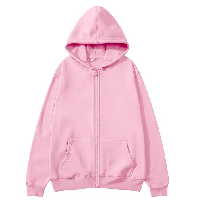 Sweat-shirt à capuche oversize pour femme, décontracté, uni, zippé, style Harajuku coréen, coupe amp