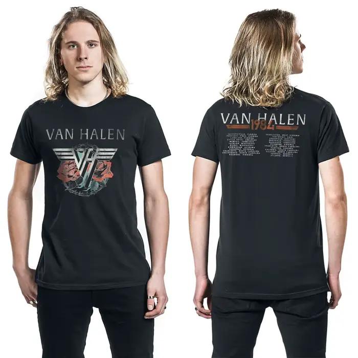 Nouveau T-shirt en coton avec motif Van Halen, unisexe, manches courtes, marque de mode, tee-shirt d
