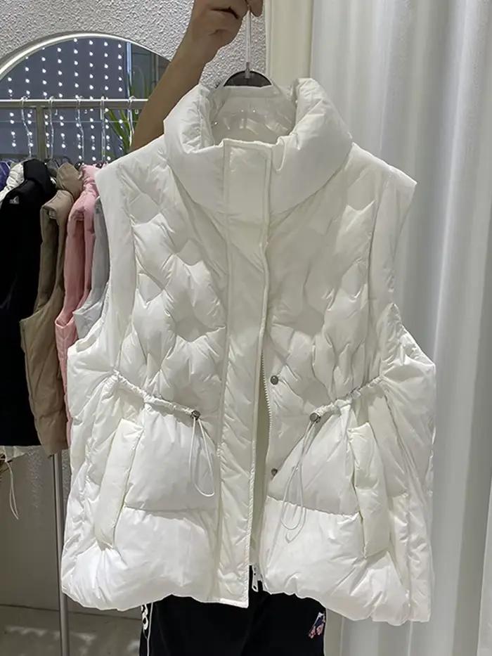 Doudoune en Duvet de Canard Blanc pour Femme, Gilet Chaud, Vêtements d'Extérieur, Automne et Hiver