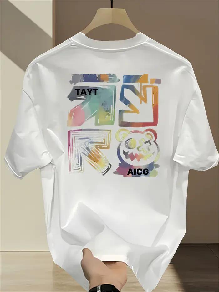T-shirt pour homme en coton 100% doux de qualité supérieure avec imprimé ours et flèche coloré, parf
