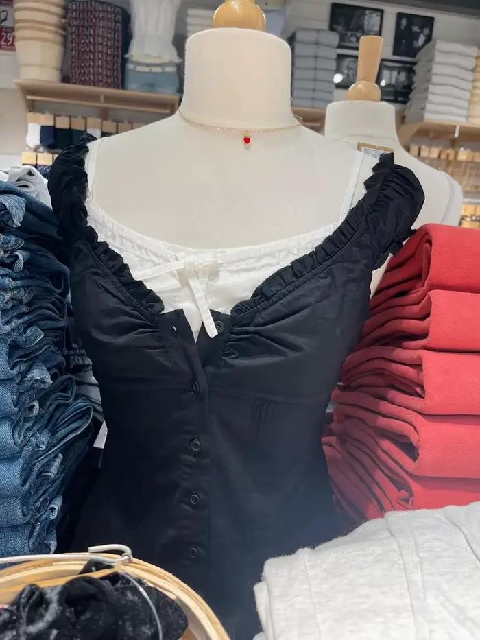 Nouvelle Blouse Femme à Boutons Framboise, Style Streetwear Simple, Débardeur sans Manches à Volants
