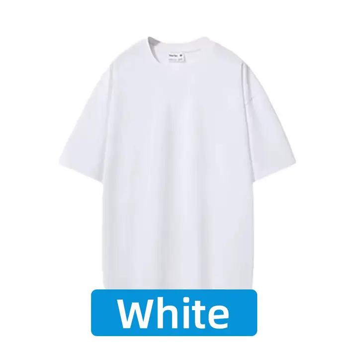 T-shirt 100% pur coton avec col rond et design épaules tombantes pour hommes et femmes, couleur unie