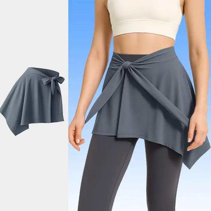 Jupe de yoga une pièce à bretelles pour femme, jupe de jogging, jupe une pièce à nouer, cache-maillo