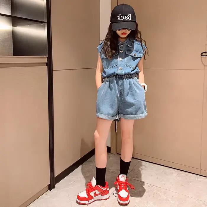 Ensemble de vêtements d'été pour filles, combinaison de sport pour enfants, Style Simple, chemise en