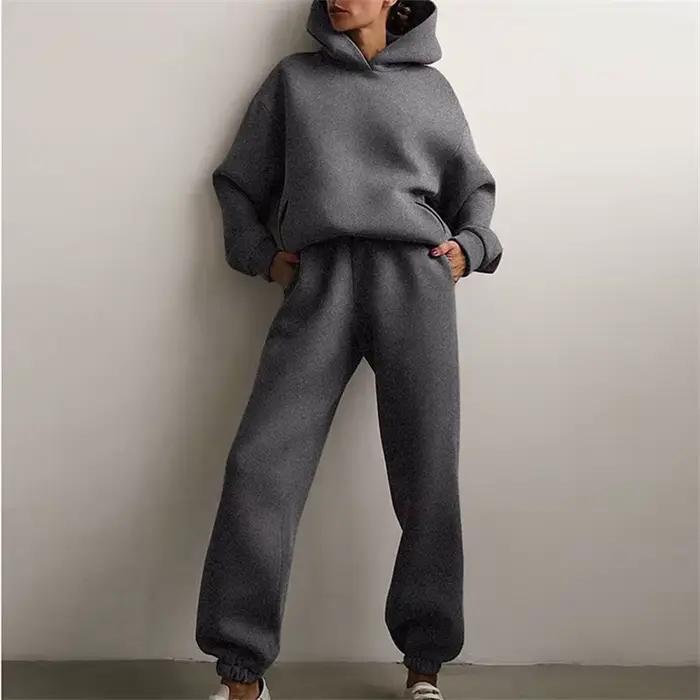 Sweat à capuche PVD deux pièces pour femme, sweat à capuche décontracté, pulls monochromes, ensemble