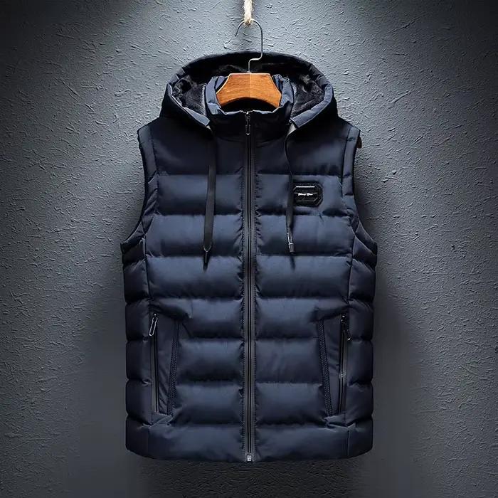 Marque capuche gilet hommes hiver gilets décontractés hommes vêtements d'extérieur chaud capuche ves