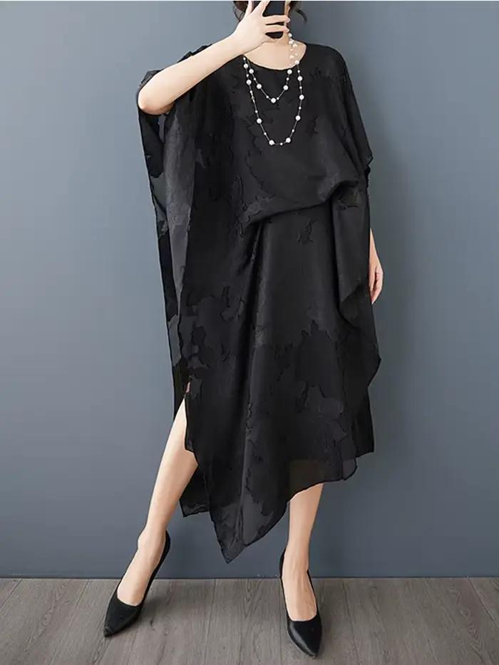 Manches courtes épaules dénudées vintage nouveau en robes pour femmes décontracté ample longue robe 