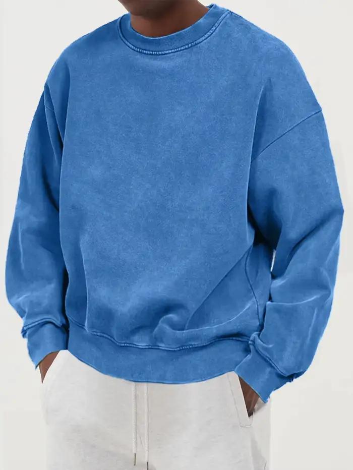 Sweat-shirt Vintage en coton délavé pour homme, vêtement de sport, chaud, décontracté, confortable, 