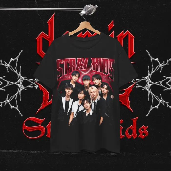 T-shirt graphique vintage années 90 Skz Members, T-shirt de concert Kpop Stray Kids, T-shirt Y2K got