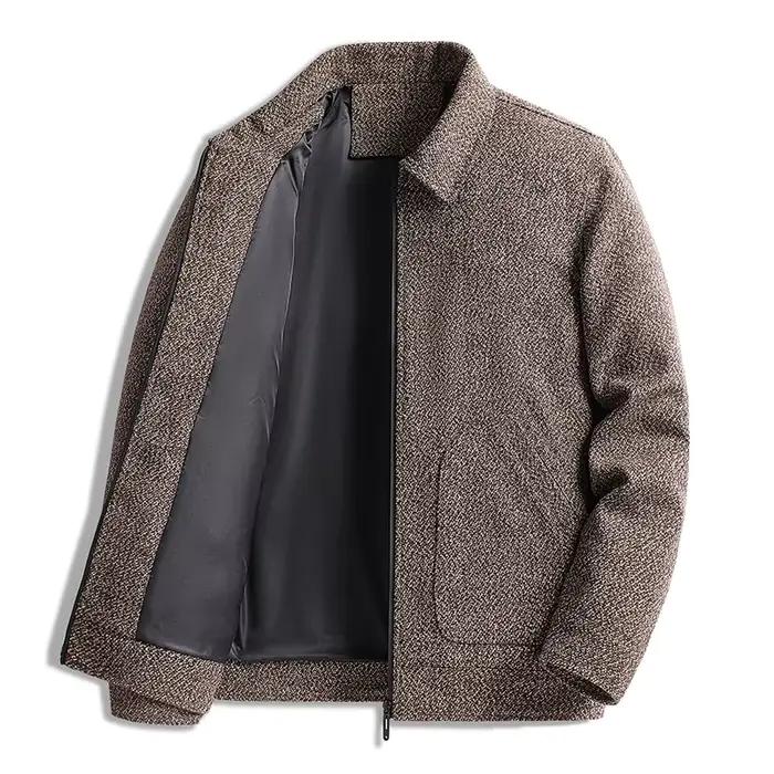 Veste décontractée à revers pour homme, manteau en laine de haute qualité, nouveau style britannique