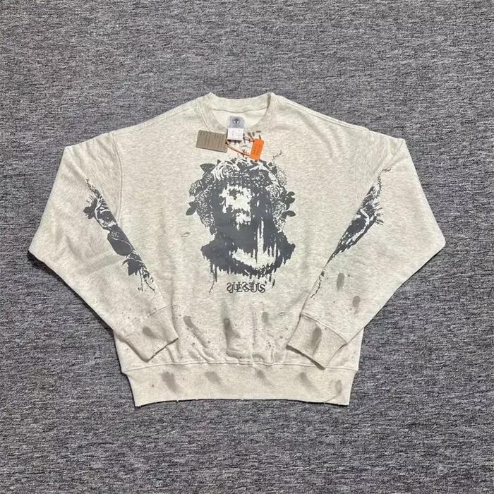 Saint hommes col rond sweat décontracté ample chaud pull à capuche vêtements de sport