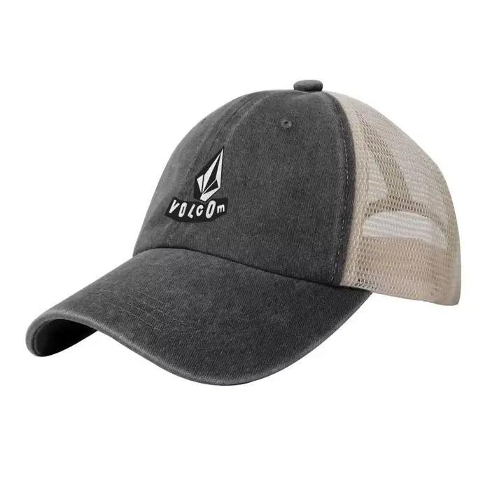 Casquette de baseball en maille avec logo Volcom, style rétro, en coton délavé, pour l'été, les voya