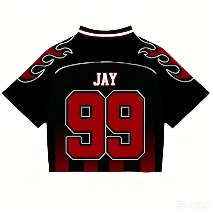 T-shirt de baseball court en maille noir et rouge ENHYPEN Kpop WALK THE LINE Tour pour fans, streetw
