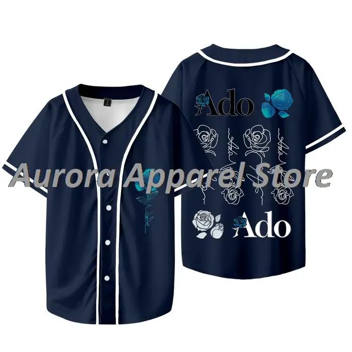Ado Blue Rose Logo Baseball Jacket Hibana World Tour Merch T-shirts d'été pour femmes et hommes, t-s