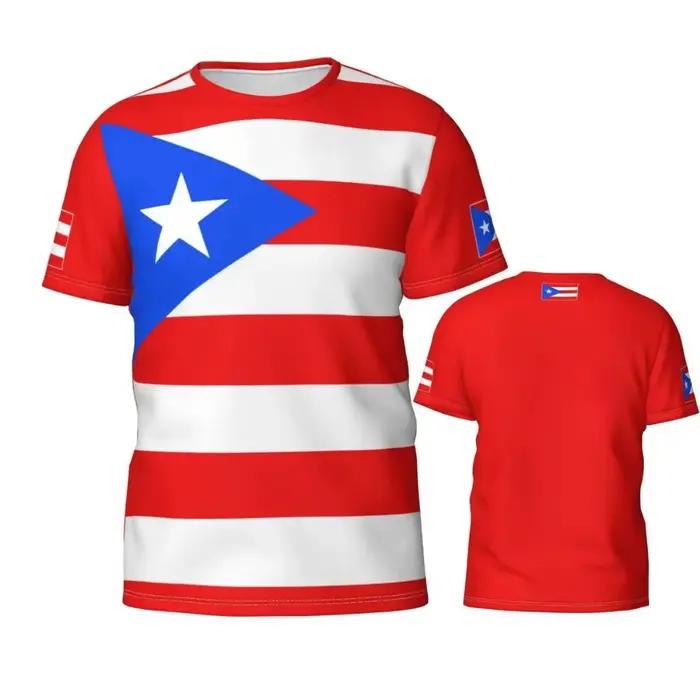 Puerto Rico Drapeau Badge Graphique T-shirts Football Sports 3D Imprimé T-shirt Unisexe Maillots Équ