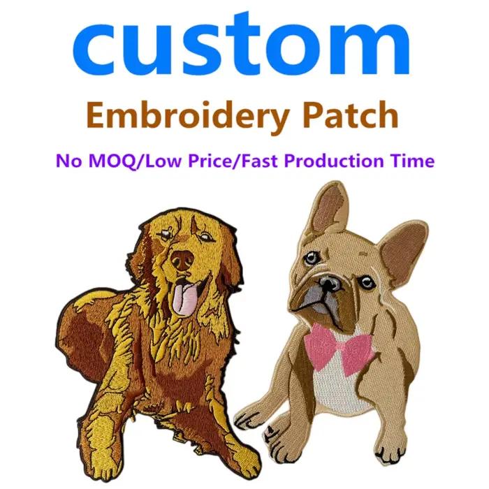Patchs de logo brodés thermocollants personnalisés pour vêtements, crochet et boucle, badge personna
