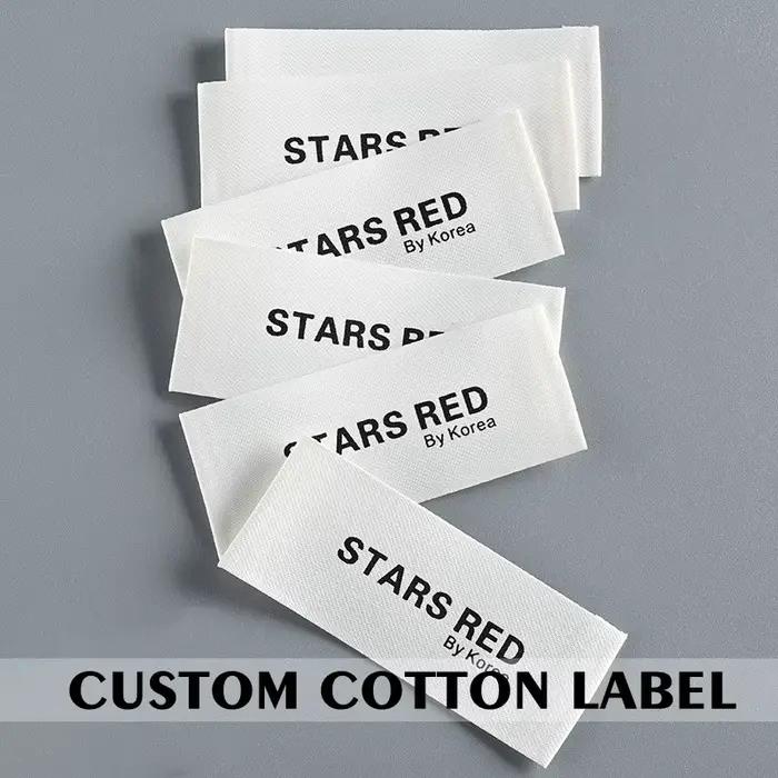 Étiquette en coton personnalisée avec logo imprimé, étiquettes pour vêtement, faite à la main avec n