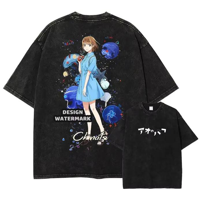 T-shirt Bandai B-Blue Box Vintage Lavé Ao no Hako T-shirts Oversize Chouno Hina Manches Courtes Kano