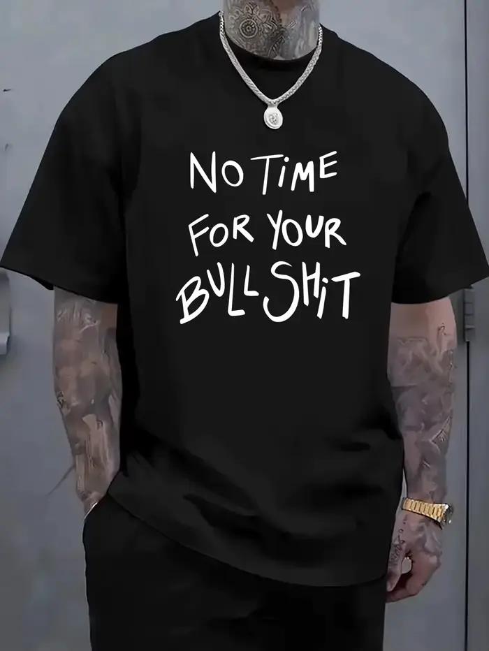 T-shirt élégant pour homme : 100 % coton, imprimé lettres, décontracté, confortable, doux, respirant