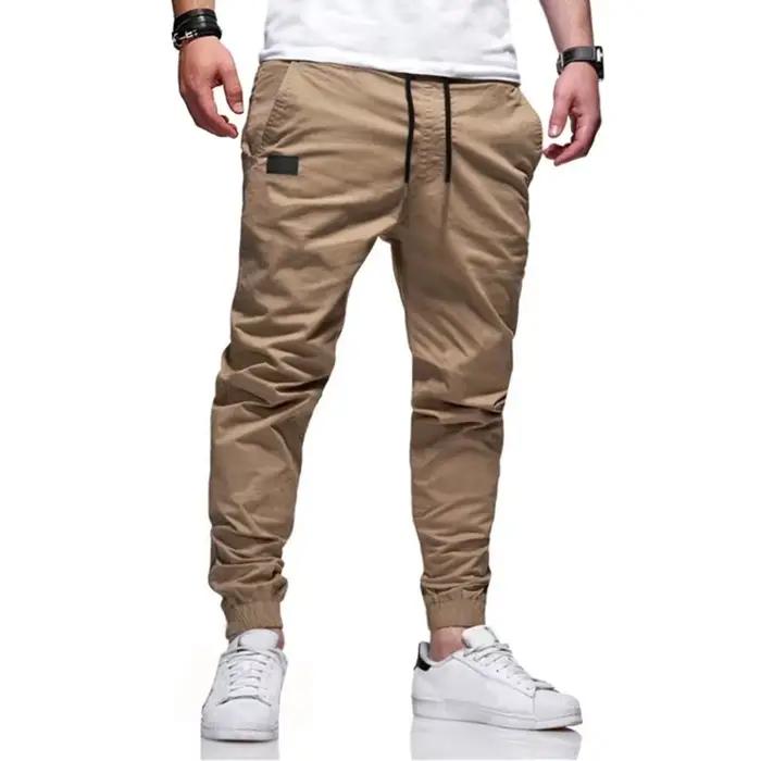 Pantalon Cargo pour hommes, ample, droit, vêtements de sport, couleur unie, survêtement polyvalent, 
