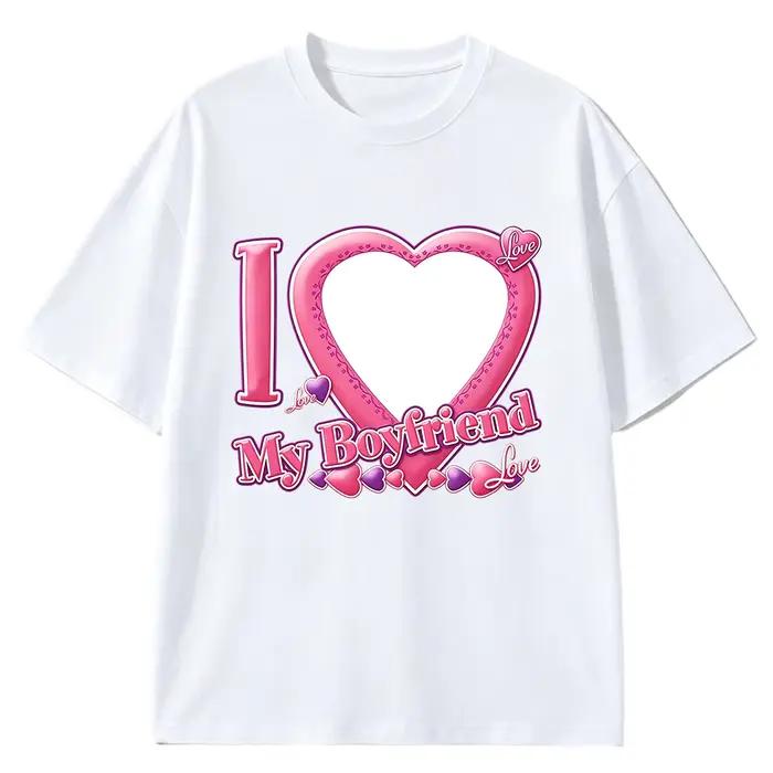 T-shirt personnalisé pour couple, avec photo « Je t'aime », pour petite amie ou petit ami, tailles S
