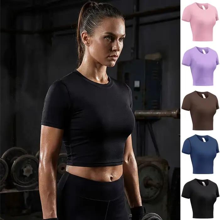 T-shirt de sport court pour femmes, pour Yoga, course à pied, entraînement, été, séchage rapide, che