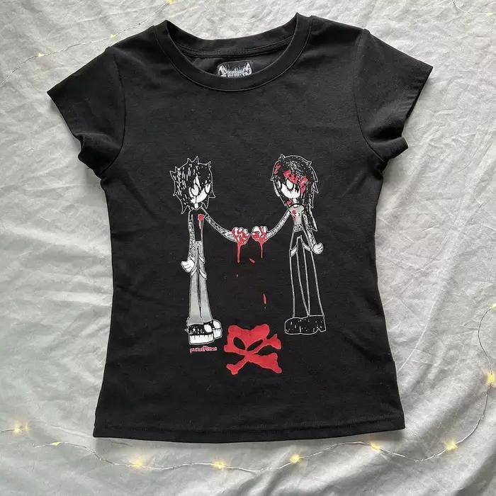 Haut court gothique vintage des années 90 pour femmes, vêtements féminins, vêtements Y2K, Kitty, Got