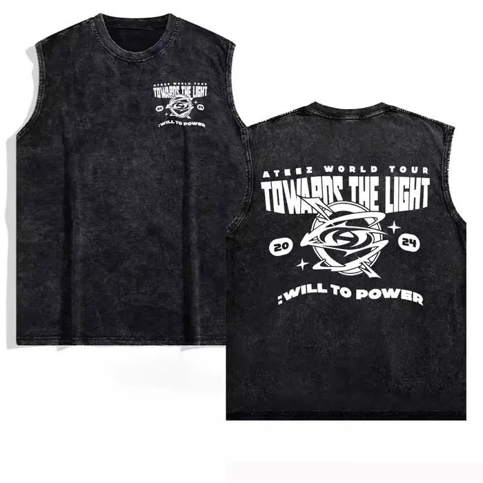 2025 Ateez Europe Tour vers la lumière hauts hommes femmes vêtements mode coréenne Hip Hop T-shirt c
