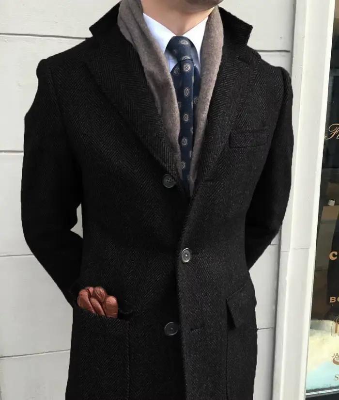Blazer classique en laine Tweed à chevrons pour homme, manteaux de costume pour automne et hiver, si