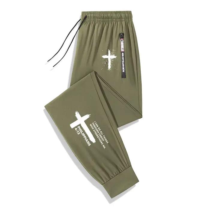 Pantalon de jogging tendance pour homme à imprimé croisé, séchage rapide, coupe ajustée, avec cordon