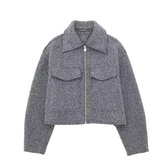 HXAO femmes hiver Tweed veste femmes manteau automne daim Demi-saison polaire vestes pour femmes fer