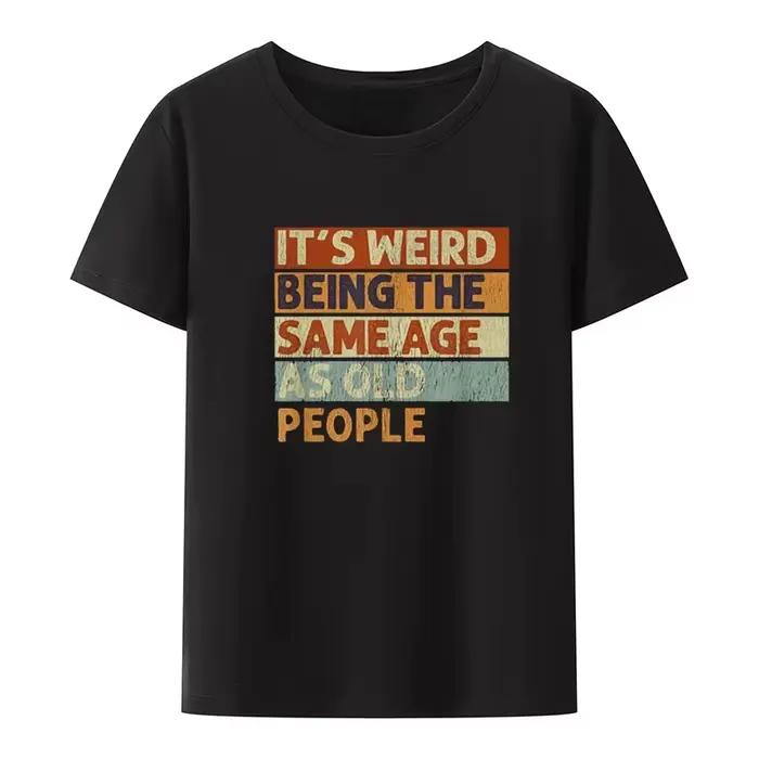 T-shirt unisexe en pur coton vieilli style vintage, col rond ample, humoristique et décontracté à ma