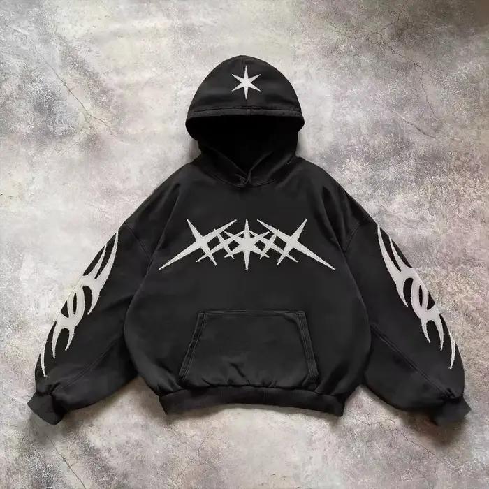 Sweat à capuche Hip Hop pour hommes et femmes, imprimé graphique gothique rétro, Y2k Grunge Punk, pu