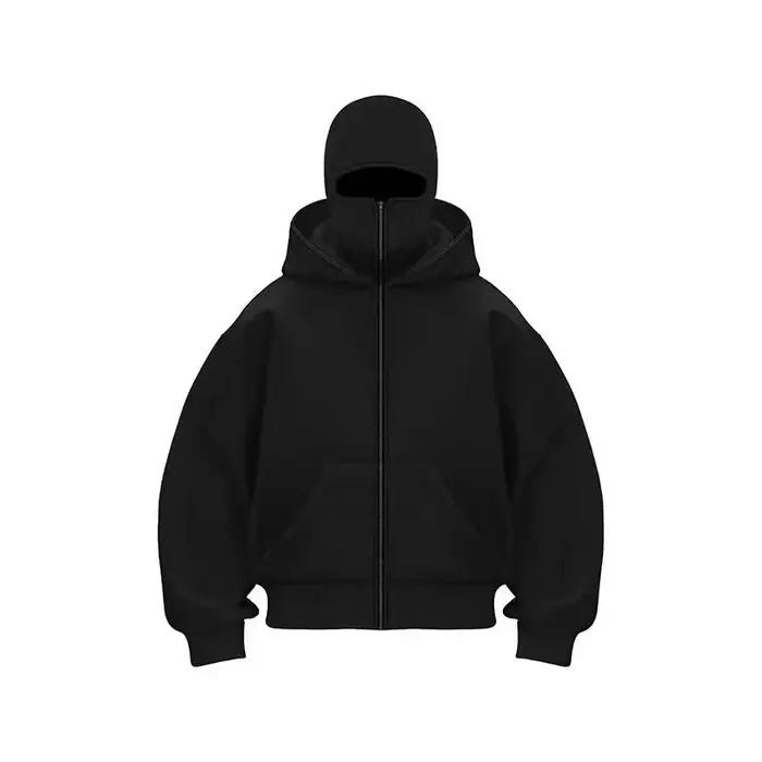 Cagoule à capuche zippée pour homme, sweat-shirt chaud et décontracté, Y2K, avec masque facial à cap