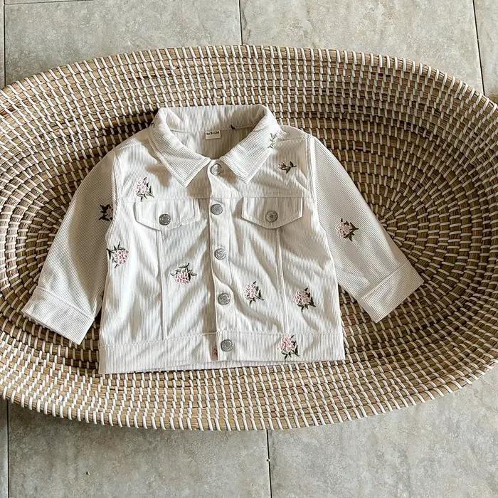Veste en jean pour bébé fille, broderie florale, style coréen, pour nouveau-né 0-3 ans, collection p