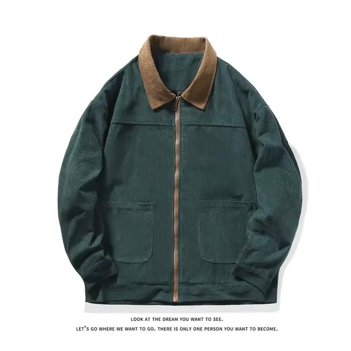 Vestes de travail streetwear pour hommes, style tendance avec grandes poches, veste en velours côtel