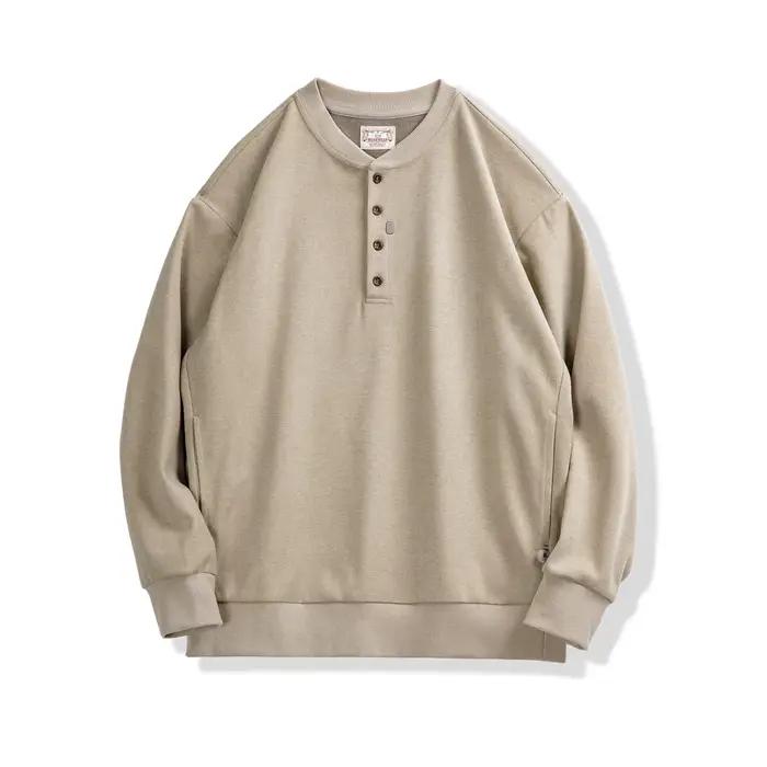 Maden américain décontracté col Henry vêtements pour hommes hauts sweat coupe propre à manches longu
