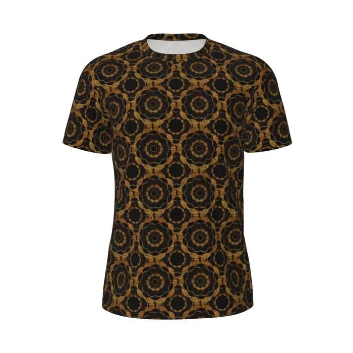 T-shirt de sport pour hommes, rétro Mandala, Harajuku, imprimé Floral doré, été, col rond, vêtements