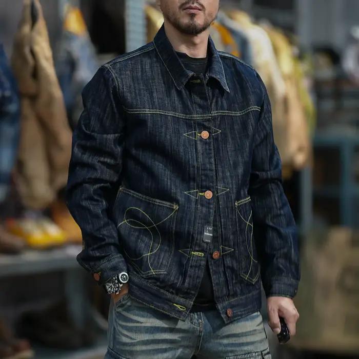Veste en jean de terre teint en bois noir, chemise de travail Rapweight, 16 oz, automne et hiver